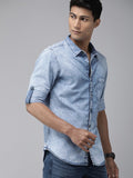 Light Wash Denim Casual Shirt for Men | Zibilo